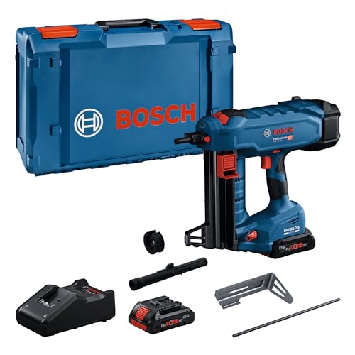 Bosch Professional 18V System cloueur à béton sans-fil GNB 18V-40 (avec 2 batteries ProCORE 4,0 Ah, chargeur GAL 18V-40, broche d’extraction, crochet de...