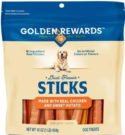 Generic Golden Rewards Chicken and Sweet Potato Dual Flavor Treat Sticks for Dogs, 16 oz Bag