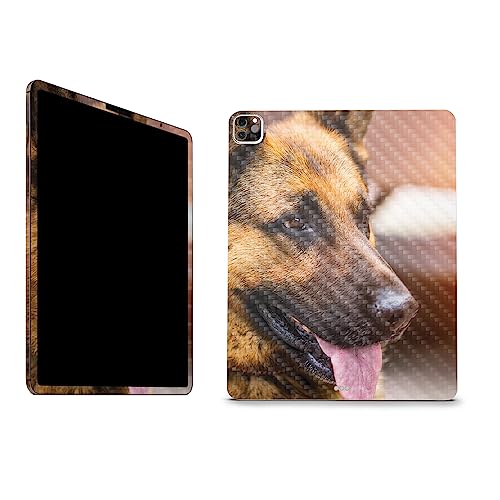 Image of MightySkins Carbon Fiber Skin Compatible With Apple iPad Pro 12.9 inch M2 6th Gen (2022) Full Wrap Kit - German Shepherd | Protective Durable Textured Carbon Fiber Finish | Easy To Apply | Made in the USA