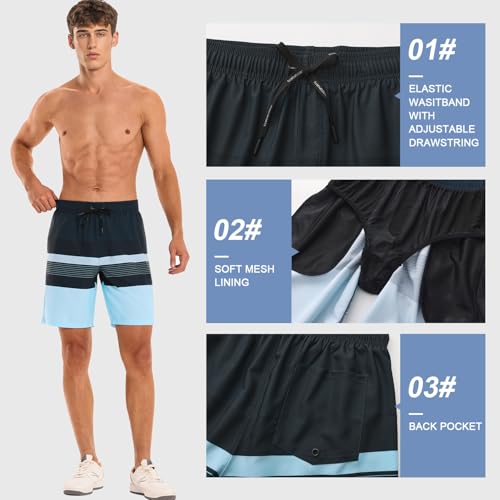 Image of HOdo Mens Swim Trunks with Mesh Liner 9 inch Quick Dry Swim Shorts Bathing Suits for Men Swimwear Board Shorts wiht Pockets