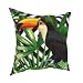 Housse de coussin décorative Toucan sur fond noir et blanc - 45,7 x 45,7 cm - En coton - Décoration d'intérieur pour canapé, salon