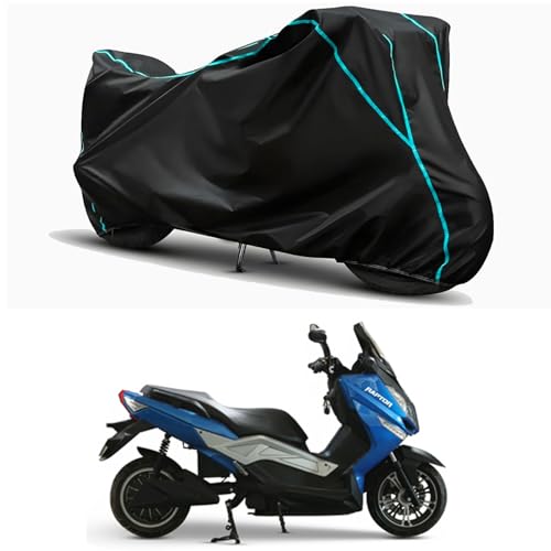 Image of Waterproof Bike Body Cover Compatible for | Evolet Raptor STD | Taffeta Fabric, Sky Piping Design, Bottom Elastic Fit | Dustproof, Sun UV & Rain Protection for All Weather.