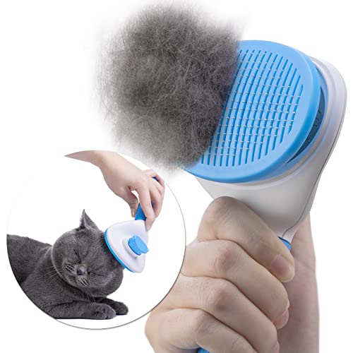Self-Cleaning Slicker Brush For Dogs & Cats: Dog Grooming Brush For Shedding Tangles Hair Gently Deshedding Dog Brush For Long Haired & Short Haired Dogs Pet #TOP6