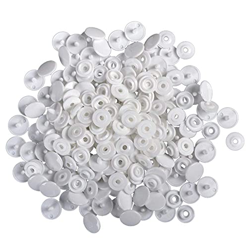 Trimming Shop White Genuine KAM Snaps T3 (Size 16) Plastic Resin Buttons Snap Fastener Press Studs for Woollen Clothing, Kids Wear, Diapers, Bibs, DIY Craft Projects, 100pcs