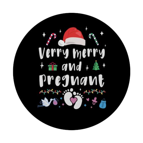 Christmas Pregnancy Mom to be Xmas baby is born at Christmas PopSockets Swappable PopGrip, Black - Image 3
