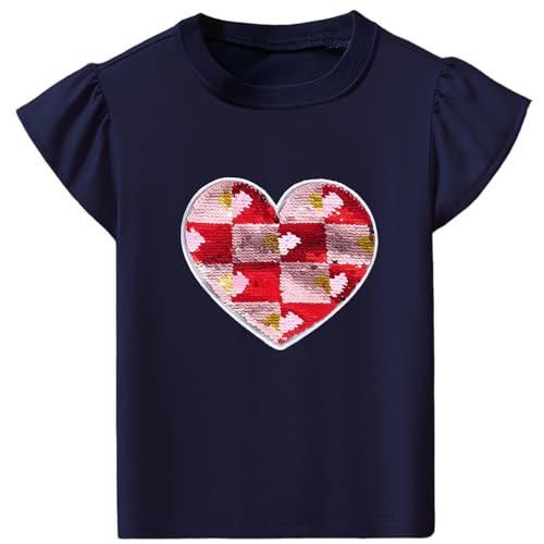 Image of Toddler Girl Short Sleeve Shirt Love Heart Top Girls 4th of July Shirts