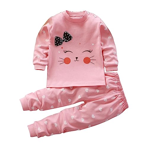 Image of Infant Kids Toddler Baby Girl Long Sleeve Animal Cat Print Crew Neck Tops Sweatshirt Pants Casual Outfits Set