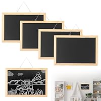 5 Pack A3 Hanging Blackboard, 30 x 40 cm Wall Mounted Small Chalk Board with String Wood Frame Chalkboard Signs Writing Black Board for Walls Notice Menu Memo Bulletin