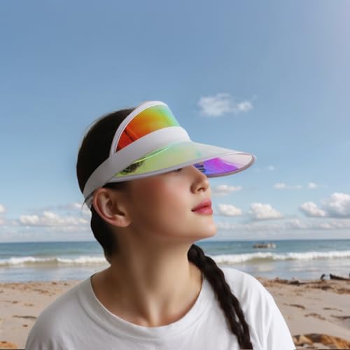 Image of Plastics Clear Sun Visor Hats UV Protection Cap for Sports Outdoor Activities Women Men Adjustable Beach Golf Headwear Tennis Beach Cycle