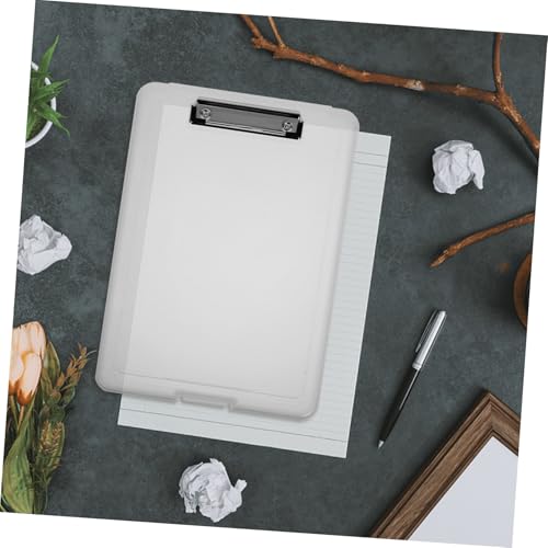 Boîte de rangement porte-document en plastique avec pince classeur - 4