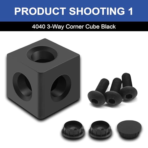 Image of 12pcs 4040 3-Way Corner Cube 4040 Extrusion Hardware T-Slot V-Slot Accessories with Screws and Nuts for 4040 Aluminum Extrusion Connector 3D Printer Accessories Black