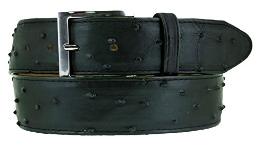 El Presidente Mens Green Ostrich Quill Print Leather Western Cowboy Belt Silver Buckle