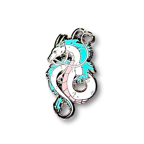 Image of KOZUKI HAKU DRAGON PIN - Green Enamel with Metal Base - Modern Unisex Pin - Fan Art