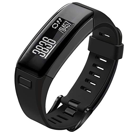 Oenfoto Compatible Garmin Vivosmart HR Replacement Bands, Soft Silicone Bracelet Sport Wristband Strap Accessories with Screwdriver for Garmin Vivosmart HR-Black with Black Button