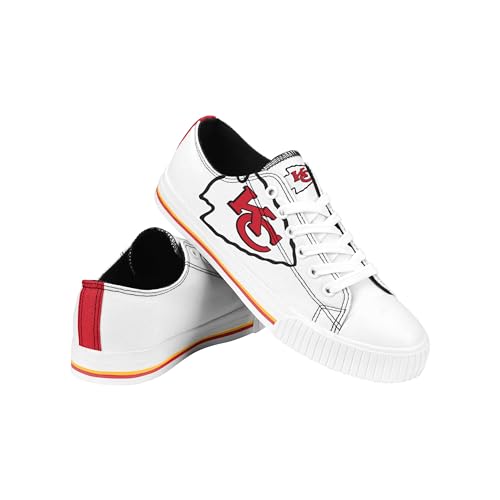 Image of FOCO NFL Womens NFL Ladies Fashion Team Big Logo Low Top White Canvas Sneakers Shoes