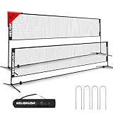 HELIORUSH Badmintonnetz Outdoor Höhenverstellbar, 4m Tragbares Volleyball Netz für Garten mit Stabiler Stahlrahmen & HDPE Netz, Federballnetz für Garten, Pool, Strand, Tennis, Kinder & Erwachsene