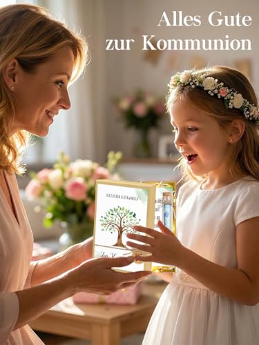 Kommunion Geschenke für Mädchen Junge, Geldgeschenk Kommunion Verpackung Geschenkbox mit Kommunionkarte & Lichterketten, Erstkommunion Geschenke Junge Mädchen, Erstkommunion Deko