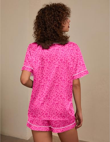 Image of Ekouaer Silk Pajama for Women Short Sleeve Satin Pj Set Two Piece Soft Sleepwear Loungewear S-XXL
