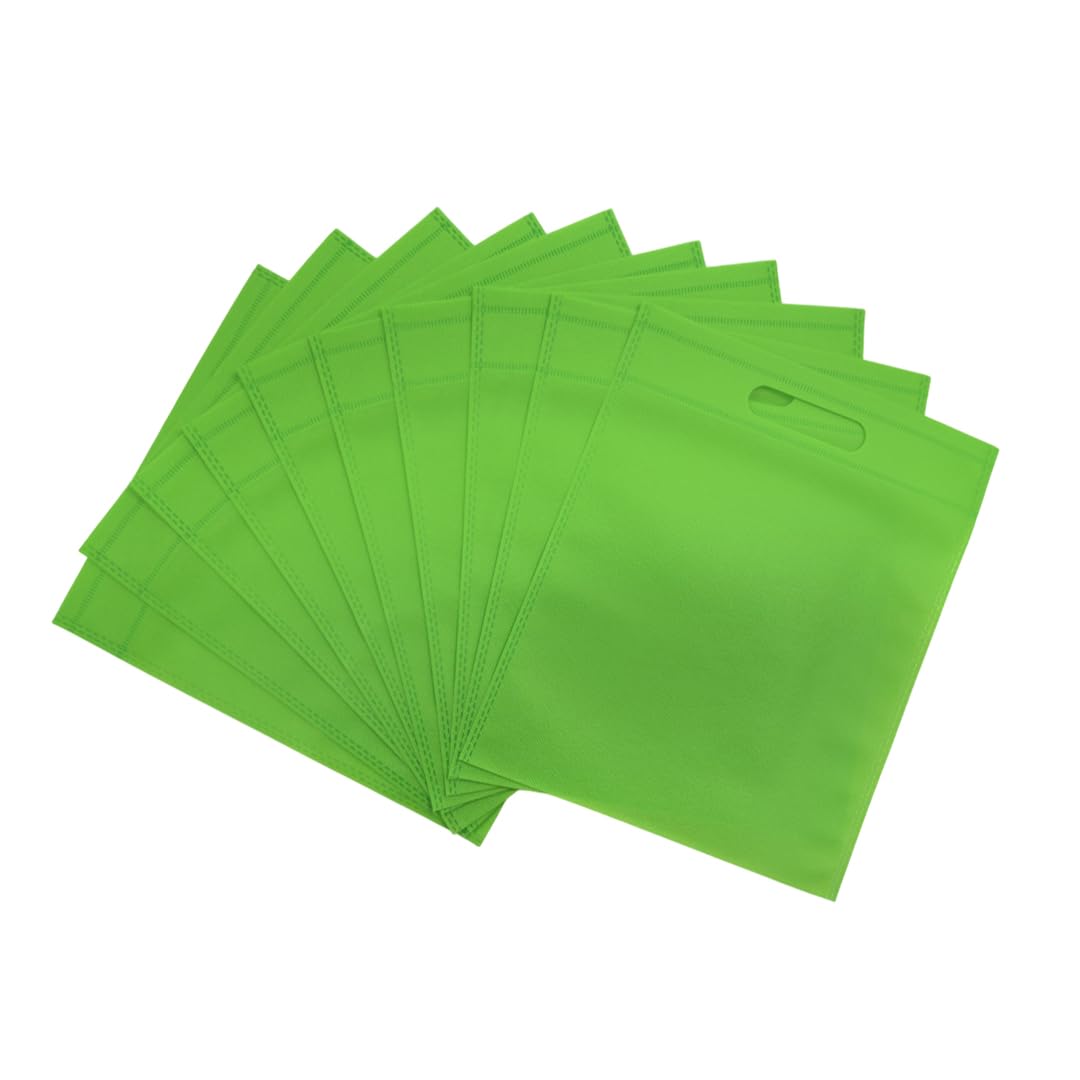 Pack of 50 Neon Green Coloured 30x25cm Non Woven Bags with Carry Handles