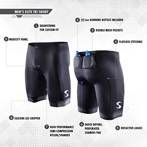 Synergy Men's Elite Tri Shorts with Mesh Pockets and Running Bottles3
