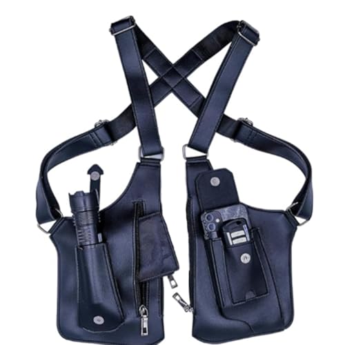 Sac à bandoulière antivol pour Homme, Double Poche d'épaule en Cuir PU, Design réglable avec...