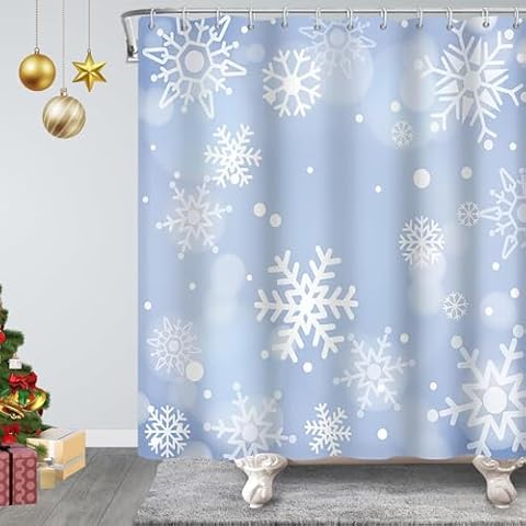 Renaiss Snowflake Shower Curtain Cover