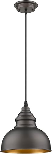 Mini iluminación colgante de granja sobre la isla, lámpara de techo industrial de altura ajustable, accesorio colgante redondo de bronce para