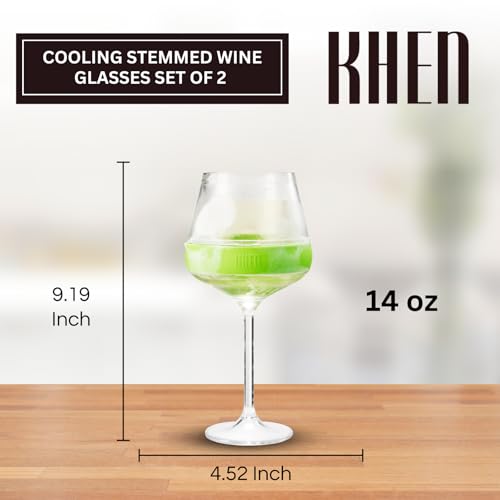 Image of 14oz Frozen Cooling Wine Glasses, 2 Set - Keep Drinks Cold Longer, Stemmed Double Wall Insulated Freezable Tumblers Freeze Gel - Perfect for Both Indoor & Outdoor Parties, Poolside, Red & White Wine
