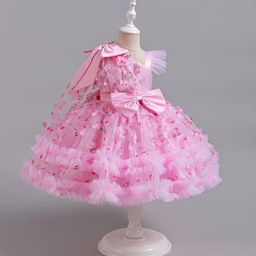IDOPIP Toddler Baby Girls Birthday Dresses Asymmetric Tulle Tutu Pageant Wedding Flower Girl Dresses Bowknot Princess Gowns3