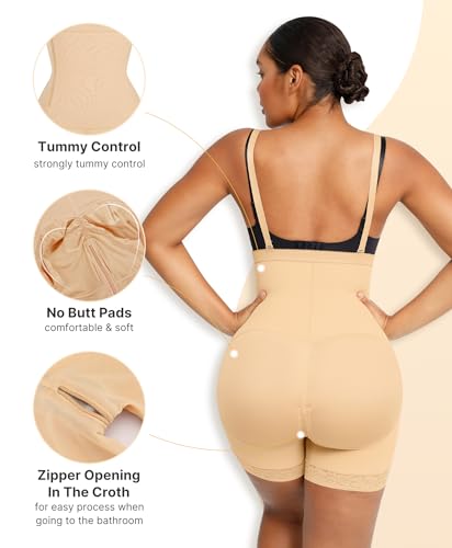 Image of SHAPELLX Faja Colombianas Side Zipper Tummy Control Postpartum Shapewear | Butt Lift Body Shaper, 3-Layer Firm Compression, Side Zipper Easy Wear, Open Crotch, Adjustable Straps, Daily & Postpartum