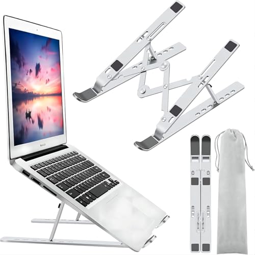 Image of Laptop Stand, Laptop Holder Riser Computer Tablet Stand, 7 AnglesFoldable Portable Desktop Holder Compatible with 10-15.6 inch MacBook,iPad, HP, Dell, Lenovo (Silver)
