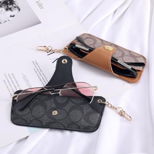 Image of kytasryl Soft Leather Sunglasses Bag,Travel Sunglass Holder Eyeglass Case Portable Slim Sunglasses Pouch