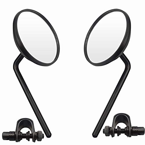 Evomosa Motorcycle Retro Round Rearview Mirror Adjustable Side Round Convex Handlebar Clip-On Mirror 22-25mm Black or Silver Cafe Racer