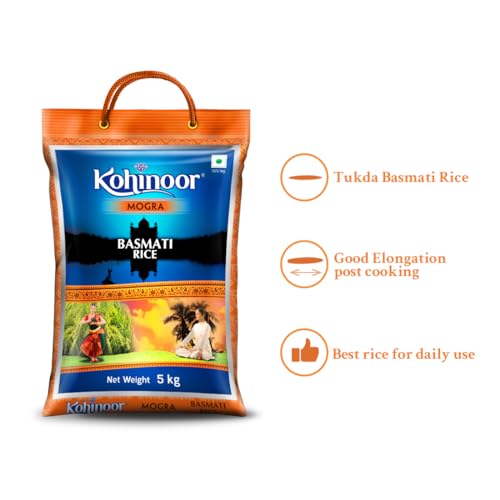 Image of Kohinoor Mogra Rice 5Kg | Premium Mogra Rice | Long Grains & Rich Aroma | Ideal for Daily Meals | Pack of 1