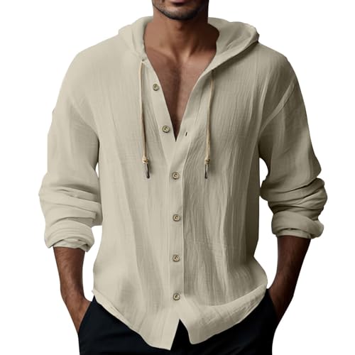 Chemise homme coton lin manche longue légère et respirante A106