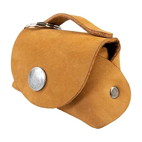 Hide & Drink, Tiny Handbag with Key Ring Holder Handmade from Full Grain Leather - Old Tobacco Cover