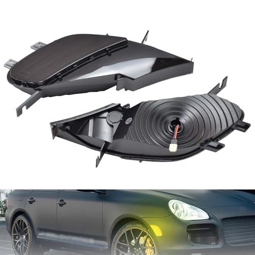 2 intermitentes laterales LED dinámicos con para Porsche Cayenne 955 2003-2006 OEM 95563103301 (Negro)