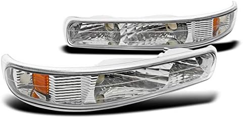 Front Bumper Signal Lights Chrome Compatible with 1999-2002 Chevy Silverado / 2000-2006 Suburban Tahoe
