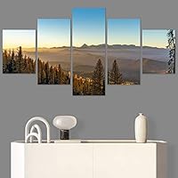 SIGNWIN 5 Panel Canvas Wall Art Modern Art Coastal Colorful Multicolor Photography Romantics Sunset for Home Decorations Ready to Hang - 60