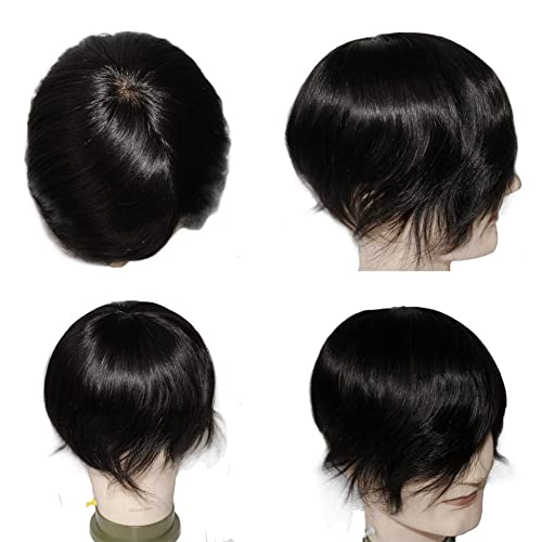 Image of EUPHORIA 8x5 Original PREMIUM MONO Hair Patch for Men 100% Natural Brown Human Hair Wig Install with Hair Toupee Tape, Clips or Glue