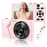 Digital Camera 4K 64MP Compact Camera with Dual Lens,2000mAh Battery,2.8" IPS Screen, Zinc Alloy Shell and 18X Digital Zoom Auto-Focus Small Camera for Kids,Teenagers,Beginners,Pink(NO SD CARD)