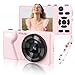 Digital Camera 4K 64MP Compact Camera with Dual Lens,2000mAh Battery,2.8" IPS Screen, Zinc Alloy Shell and 18X Digital Zoom Auto-Focus Small Camera for Kids,Teenagers,Beginners,Pi... SD CARD)