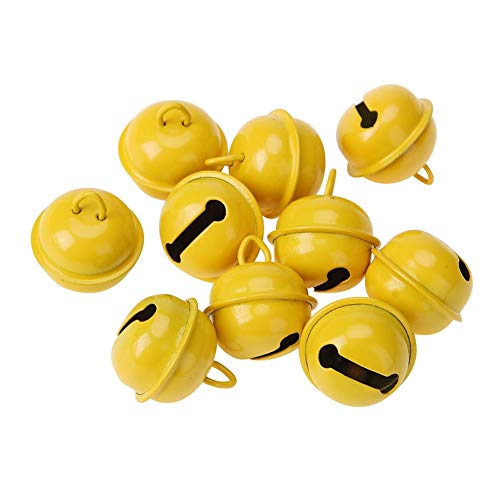 Demiawaking Lot de 20 boules de Noël en métal à suspendre pour décoration d'arbre de Noël, fabrication de bijoux, artisanat 25 mm (jaune) Cover