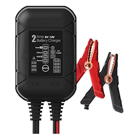 BYGD 2 Amp Car Battery Charger Automotive Smart Charger 6V/12V Trickle Charger for 2Ah - 40Ah Batteries, Battery Desulfator Cover