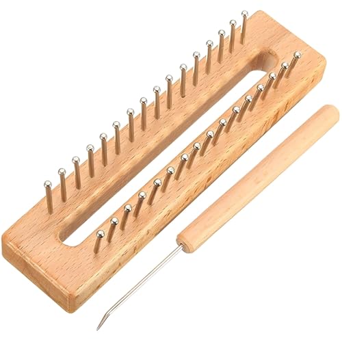 Wooden Knitting with Crochet Hook, 10.6 X 6.3 in Rectangular Frame, Versatile Crafting Tool for Sweaters and Scarves