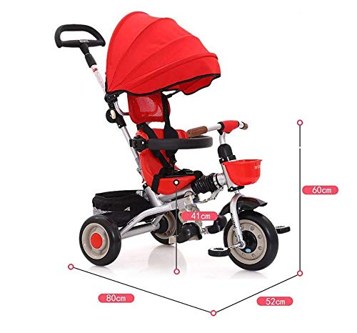 Moolo Baby Trikes With Parent Handle, Rain Cover Kids Children Toddler Tricycle Ride On 3 Wheels Bike Canopy Foldable Foot Pedal Multi-Function Maximum (Color : Green) #TOP6