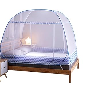 Jsanh Folding Mosquito Net Tent Canopy Curtains for Beds Pop Up Mosquito Net Tent King Size Portable Mosquito Netting…