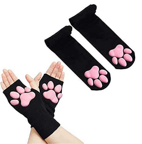 Manoplas de gato Kawaii suaves contra el frío en manos con movilidad digital libre