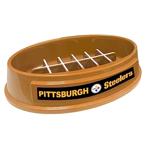 Image of NFL Super-Bowl Pittsburgh Steelers Slow Feeder Dog & Cat Bowl. Football Design for Healthy Digestion. Non-Slip for Large & Small Pets