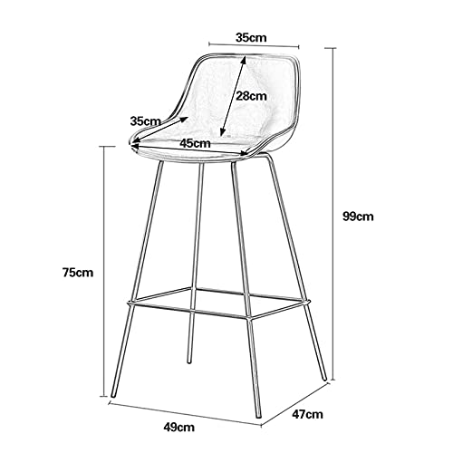Tabouret de bar haut 75 cm design rétro avec pieds en métal lot de 2 - 8